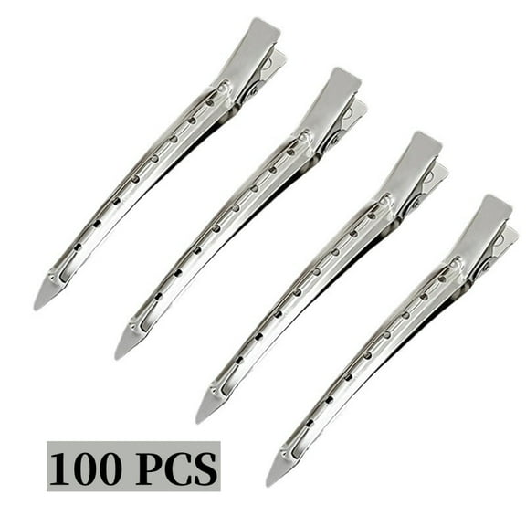 Durable 100pcs Duck Bill Hair Sectioning Clips for Women, 3.5 Inch Silver