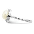 thumbnail image 3 of Finest Gold Sterling Silver Rhodium-Plated 7-8 mm Button White Freshwater Cultured Pearl & CZ Ring - Size 6, 3 of 5