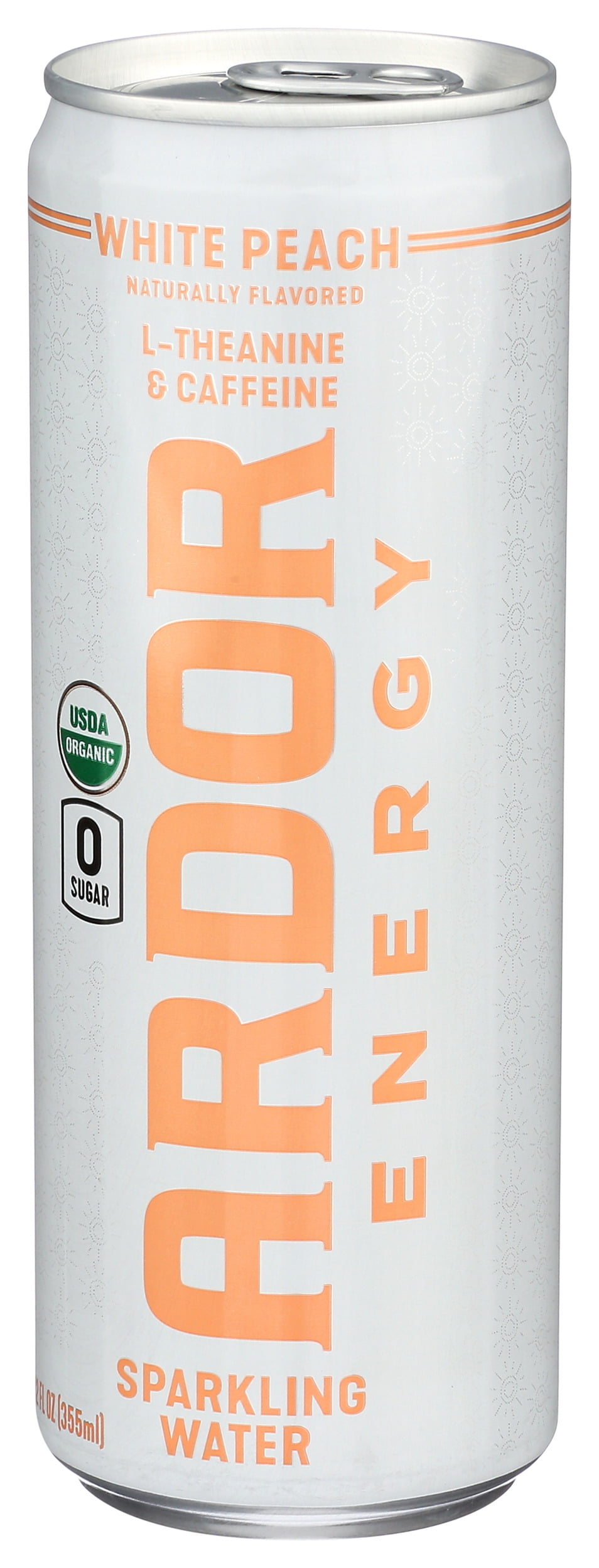 Pack of 12, Ardor Organic Inc White Peach Sparkling Water, 12 fl oz