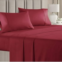 DBOZE California King Cotton Blend Sheet Set  4 Piece Luxury Sheets  Extra Soft  Deep Pockets  Breathable & Cooling  Comfy Burgundy