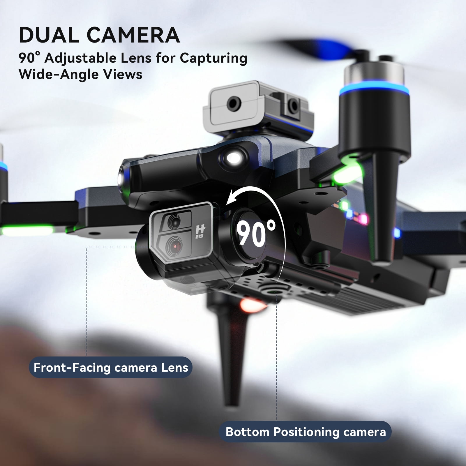 JoyStone RC Drone with 4K Camera for Adults Kids, Brushless Mini Drone with Headless Mode, RC Quadcopter with Colorful LED Light, 2 Batteries for Beginners