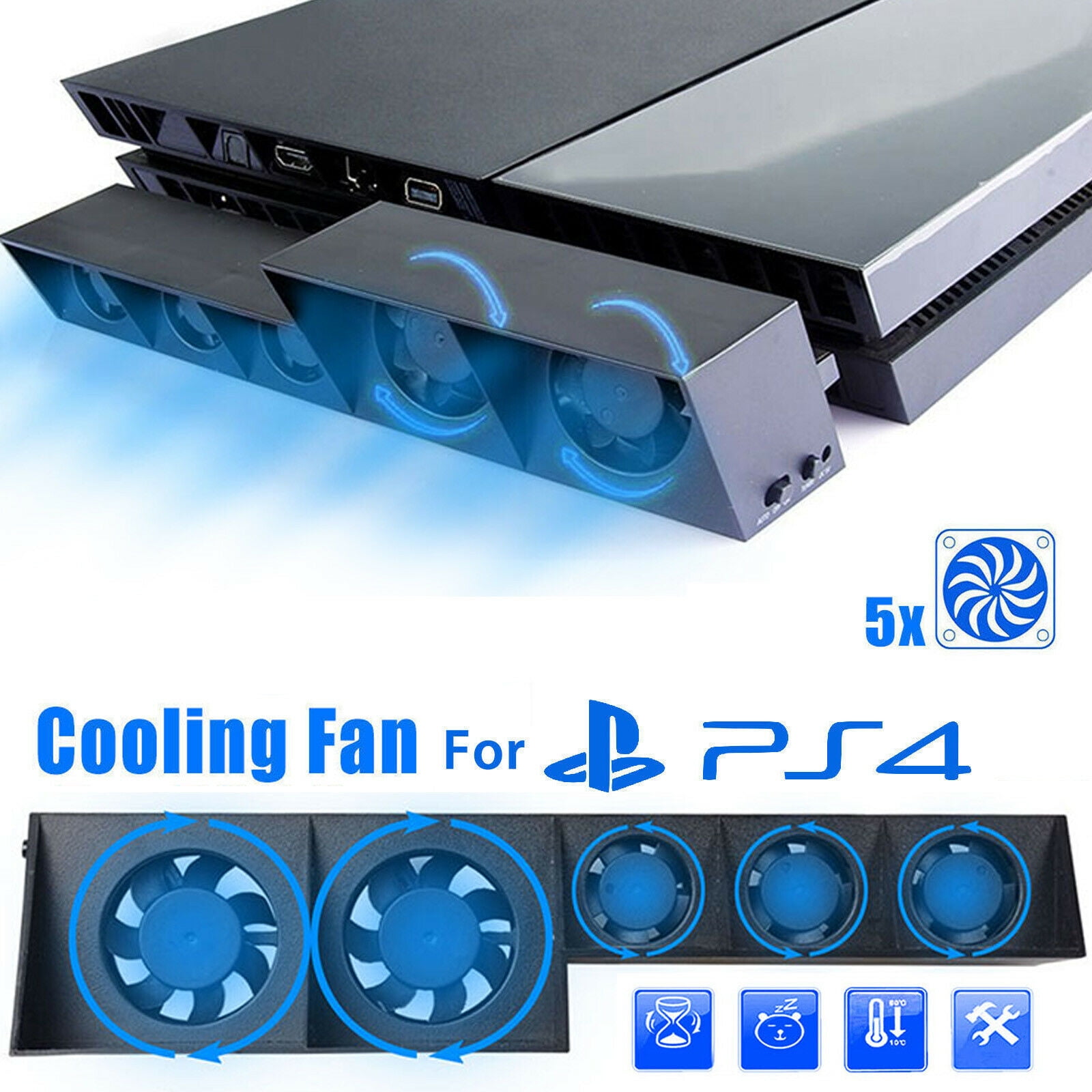 Revision skygge Tilskynde Cooling Fan Fit for PS4, PS4 Slim, TSV External USB Cooler with Auto  Temperature Controlled Radiator Compatible With Sony PlayStation 4 Console  - Walmart.com