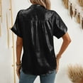 thumbnail image 6 of Womens Button Down Shirts Sequin Solid Dressy Casual Lapel Collar V-Neck Short Sleeved Blouses Tops Relaxed Fit Casual Work Blouses, 6 of 8