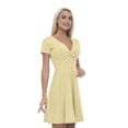 thumbnail image 1 of Women’s A Line Mustard Summer Dress, Retro Triangle Arrangement, Cross Wrap V Neck, 6 Sizes, by Ambesonne, 1 of 2