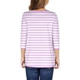 thumbnail image 3 of ZHOGXU Toddler Kids Girls T Shirt 3/4 Sleeve Round Neck Stripe Print Loose Fit Comfortable Tee Top For Casual Daily Wear,Light Purple,13-14 Years, 3 of 5