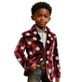 thumbnail image 2 of Boys Christmas Print Corduroy Blazer, All Over Christmas Pattern Lapel Suit Jacket with Buttons, Regular Fit Sports Coat for Parties, Prom, and Dinner Events Red, 2 of 4