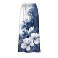 thumbnail image 6 of Jsaierl Women's Blue & White Floral Print Satin Maxi Skirt, High Waist Flowy Mermaid Skirt, Elegant Long Skirt for Casual & Party, 6 of 7