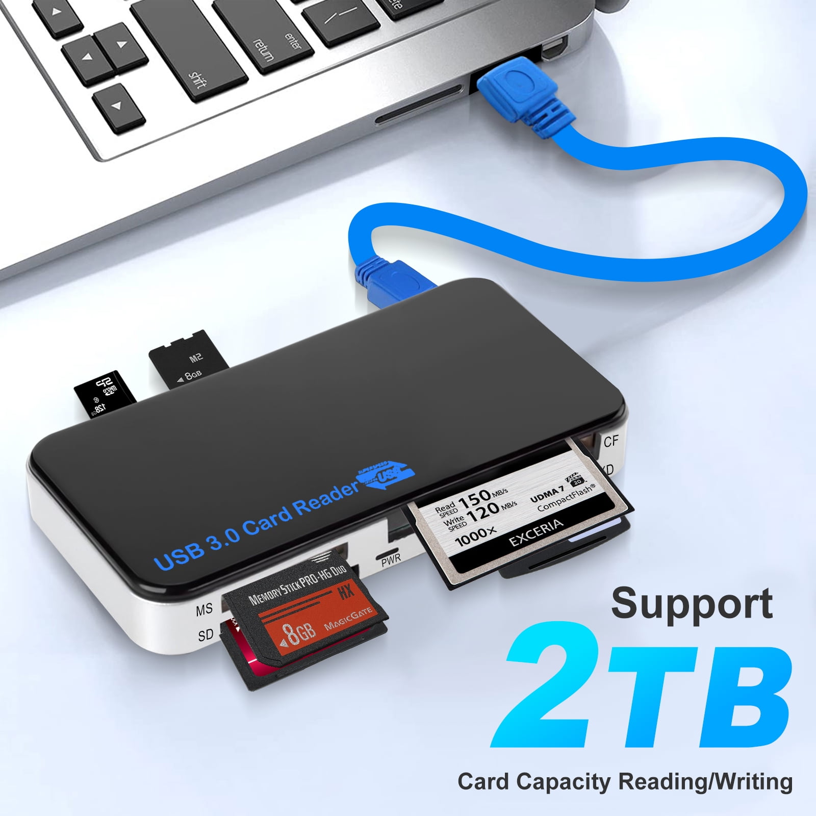 SD Card Reader, TSV USB 3.0 Multi-Ports Memory Card Reader, Camera Card  Reading Writing Adapter for SD, Micro SD, SDXC, SDHC, MicroSDXC, MicroSDHC,  M2, MS, CF, Support Windows, Mac OS, Linux 