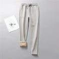 thumbnail image 4 of Women's Warm Sherpa Lined Athletic Sweatpants Jogger Fleece Pants Solid Drawstring Elastic Waist Pants with Pocket, 4 of 5
