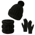 thumbnail image 2 of Generic 3 Pcs Winter Hat Scarf and Gloves Set for Women Warm Knit Fleece Lined Beanies Neck Warmer Touchscreen Gloves, 2 of 3