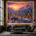 thumbnail image 6 of Snowy Mountain Winter Village with Glowing Chalets, Cozy Cottagecore for Nature Lovers, Scenic Landscape Art Decor, Christmas Gift Tapestry Wall Hanging for Bedroom and Living Room, 6 of 7