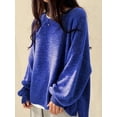 thumbnail image 5 of Women'S Oversized Sweaters Long Sleeve Crew Neck Fuzzy Knit Casual Chunky Pullover Sweater Fall Blue XXL, 5 of 7