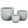 thumbnail image 1 of Urban Trends Collection 55600 Cement Round Pot with Etched Square Lattice Design Body & Tapered Bottom, Washed Concrete Finish, Gray - Set of 3, 1 of 1