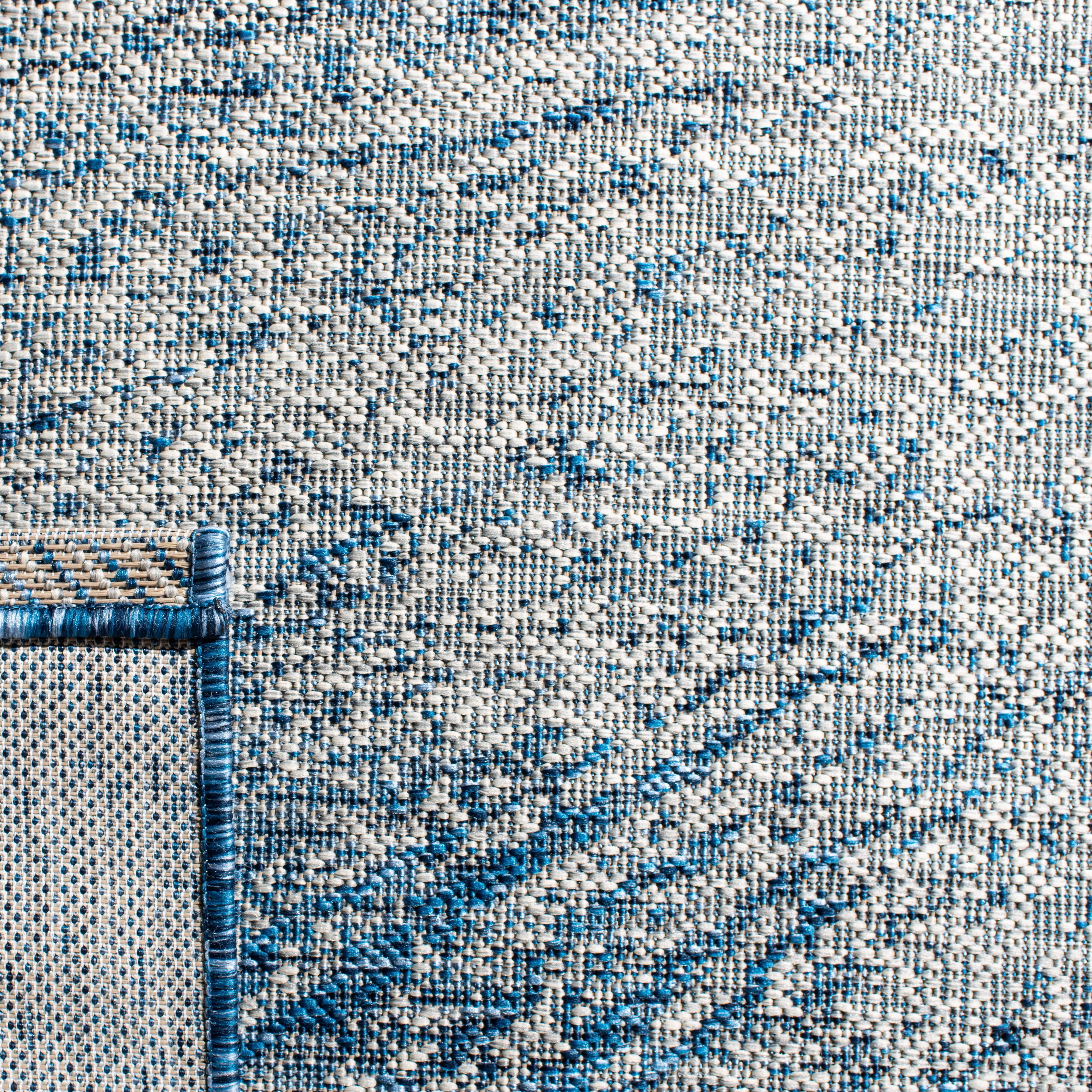 SAFAVIEH Courtyard Jaymz Radiant Indoor/Outdoor Runner Rug, Navy/Grey, 2'3" x 8'