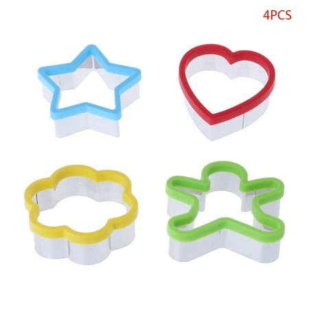 

FIARBIN 4 Pcs Plastic Cookie Stencil Biscuit Cutter Tools Baking Mold Colored Cute Shape