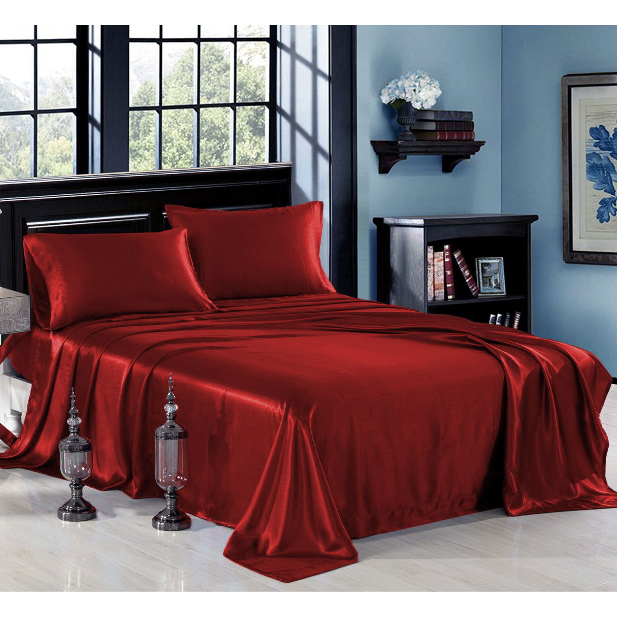 Ultra Soft Silky Satin Bed Sheet Set with Pillowcase (3 or 4Piece)