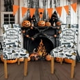 thumbnail image 2 of 6 Pcs Halloween Chair Covers for Dining Room, Vintage Halloween Stretch Removable Dining Chair Cover Set of 6, Classical Chair Slipcovers Seat Protector for Halloween Restaurant Decor, 2 of 6