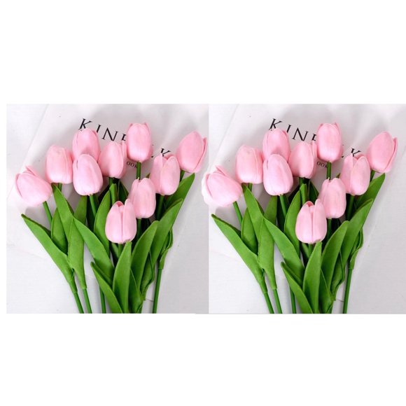 ShenMo Real touch Artificial Tulips Flowers Fake Tulips Flowers Wedding Bouquets for Wedding Home Garden Decoration 20pcs (candy pink)