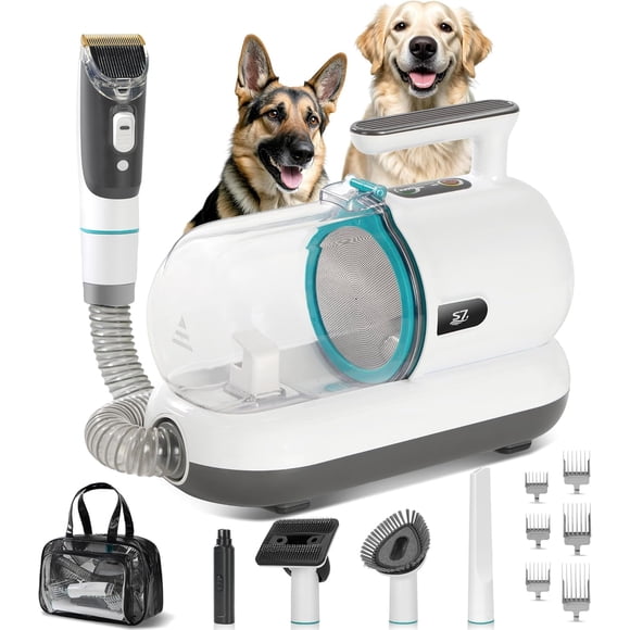Kit de Aspiradora para Aseo de Perros S7 con Cortapelos de Bajo Ruido y Cepillos