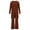 Brown, variant on Ashirexll Womens Winter Sets, Outfits for Women, Solid Color Slit Round Neck Sleeveless Top Long Sleeve Cardigan Jacket and Wide Leg Pants Suit