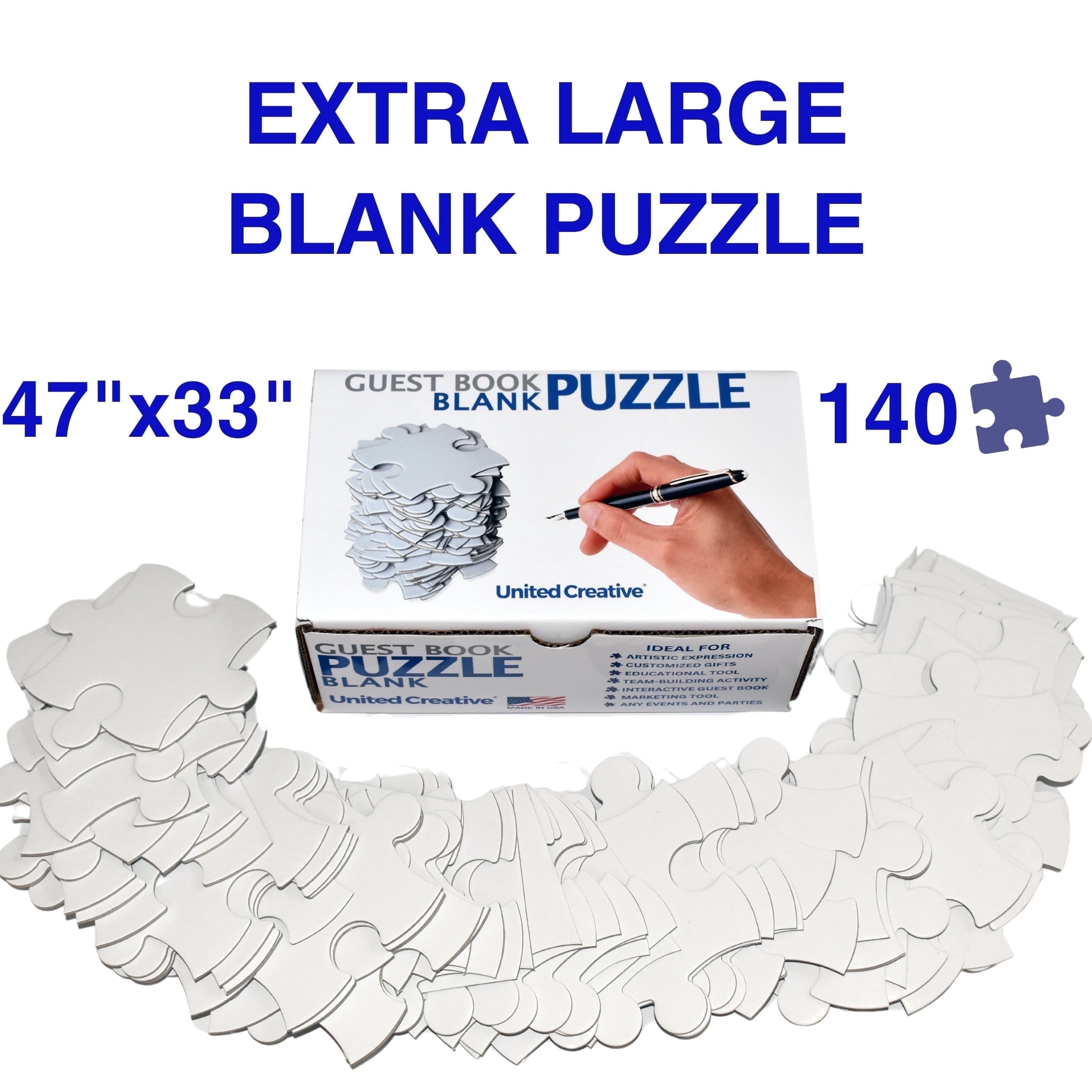 Extra Large Blank Puzzle 47x33 inches, 140 Pieces for DIY Painting, Art and Craft Projects, Wedding Birthday Party and Special Events, Guest Book Alternative