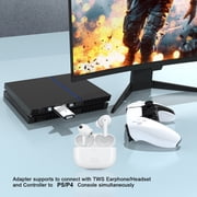 Wireless USB Adapter for PS5/PS4/PS3/Switch/PC Controller, USB BT-Compatible PC Adapter, Receiver, Game Console Wired Converter-White