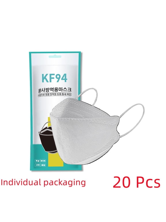 20 Pcs Face Mask Adult Plus Size Breathable Comfortable Adult 3D Masks Fish Type White