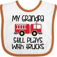 thumbnail image 3 of Inktastic Firefighter Grandpa Plays with Trucks Boys or Girls Baby Bib, 3 of 4