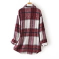 thumbnail image 6 of Yigetop Plaid Jacket for Woman Women's Overcoat Classic Button Down Plaid Printed Winter Fleece Lined Lapel Snow Coat Shirts Outwear with Pockets Jackets for Women Wine S, 6 of 9