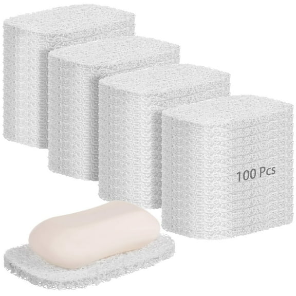100Pcs Soap Savers Pads Bulk, Soap Mats for Bar Soap, Non-Slip Soap Bar Holders, Soap Dishes for Shower, Kitchen, Bathroom, Travel(White)