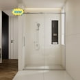 thumbnail image 4 of 56-60"W x74"H Semi-Frame Single Sliding Shower Door,304 Stainless Steelin Brushed Nickel finish,5/16" (8mm) Thick SGCC Tempered Clear Glass,Type C Wrapped Guide Rail Anti-derailment Pulley, 4 of 4