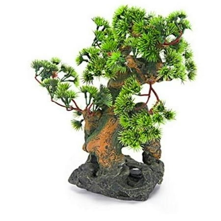 Penn Plax RR993 7 L x 6 W x 12 H Bonsai Tree on Rock Style 2 Fish Aquarium Ornament