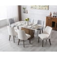 thumbnail image 6 of Guyou Dining Chairs Set of 2, Mid Century Modern Linen Upholstered Farmhouse Side Chairs with Nailhead and High Back for Kitchen Restaurant, Cream, 6 of 15