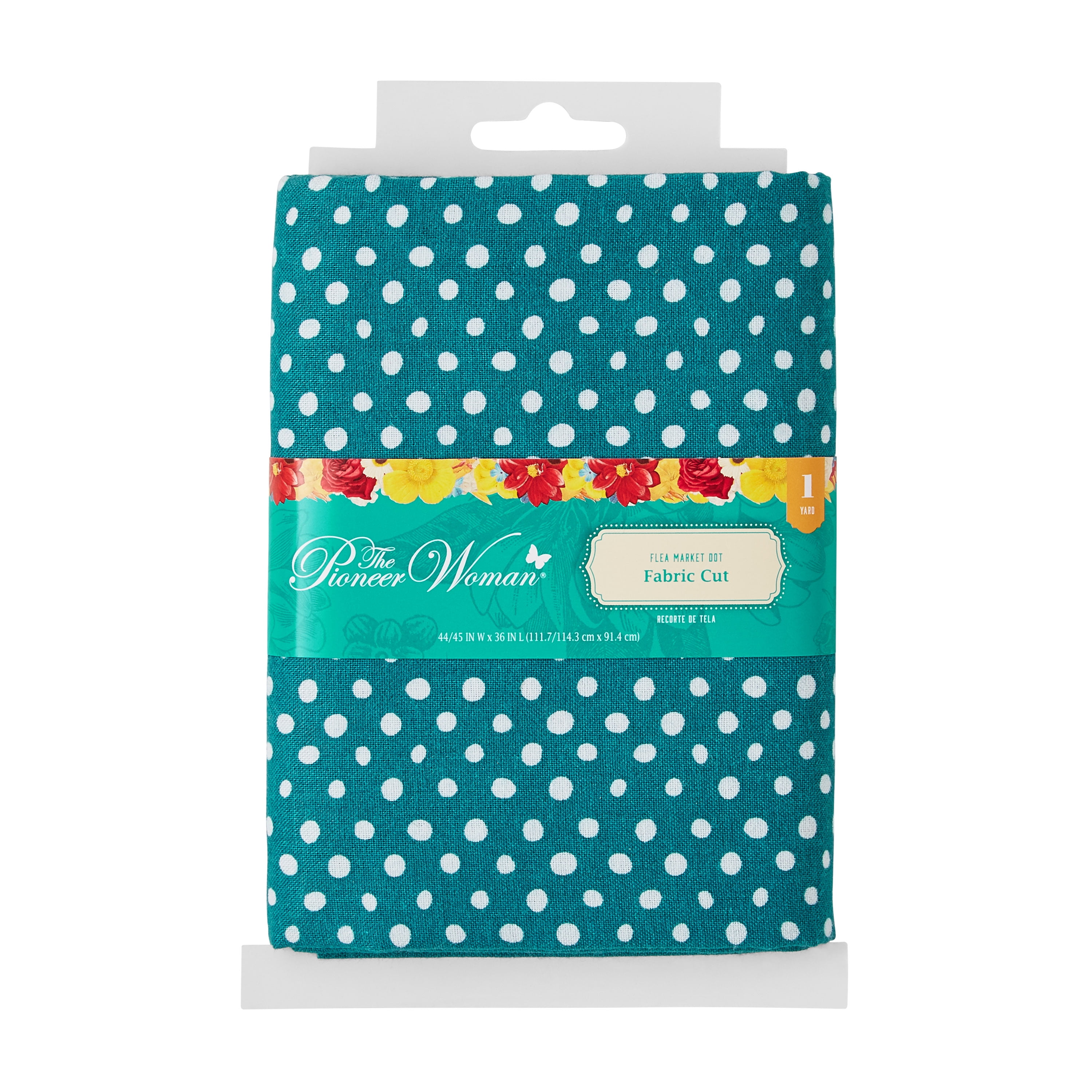 The Pioneer Woman 44' x 1 Yard Cotton Flea Market Dot Fabric Precut, Teal