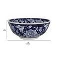 thumbnail image 5 of Benjara Round Ceramic Bowl with Floral Print, Set of 2, Blue And White,, 5 of 5