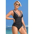 thumbnail image 3 of ATTRACO One Piece Swimsuit Women Colored Shoulder Strap V Collar Bathing Suit Sexy Monokini Swimwear S-XL, 3 of 7