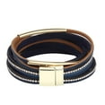 thumbnail image 3 of de Cuero para Mujer, de Cristal, Hebilla Magnética - Azul Sunnimix Pulsera multicapa para mujer, 3 of 8