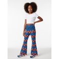 thumbnail image 4 of 9-10Y Girls Colored Flared Pants Digital Print Trousers Slim-Fit Wide Leg Flare for Spring Summer Autumn, 4 of 6