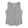 thumbnail image 4 of Women's V Neck Button Down Vest, Sleeveless Summer Knit Tank, Lightweight Casual Layering Top, 4 of 4