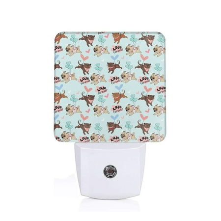 

Naloa Cute Pug Dogs Night Lights Plug into Wall Dusk to Dawn Sensor Warm White Led Night Light 0.5W Nightlight suit for Adults Bedroom Bathroom Hallway Kitchen