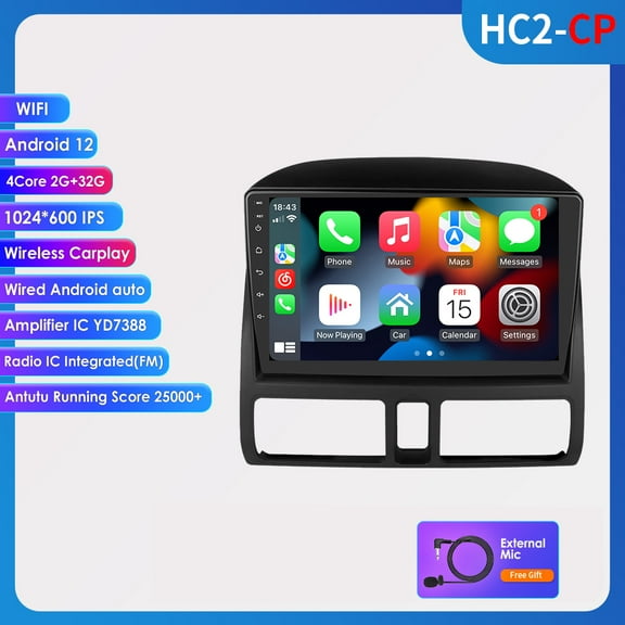 9" Carplay Android 12.0 Wifi 2 32GB Car Stereo Radio Head Unit GPS Navigation Player For Honda CRV 2001-2006