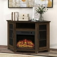 thumbnail image 6 of 47" Corner Fireplace TV Stand for TVs Up to 55", Farmhouse Fireplace TV Stand with Remote 18" Electric Fireplace, Entertainment Center with Storage & Open Shelves for Living Room, Bedroom, Brown, 6 of 15