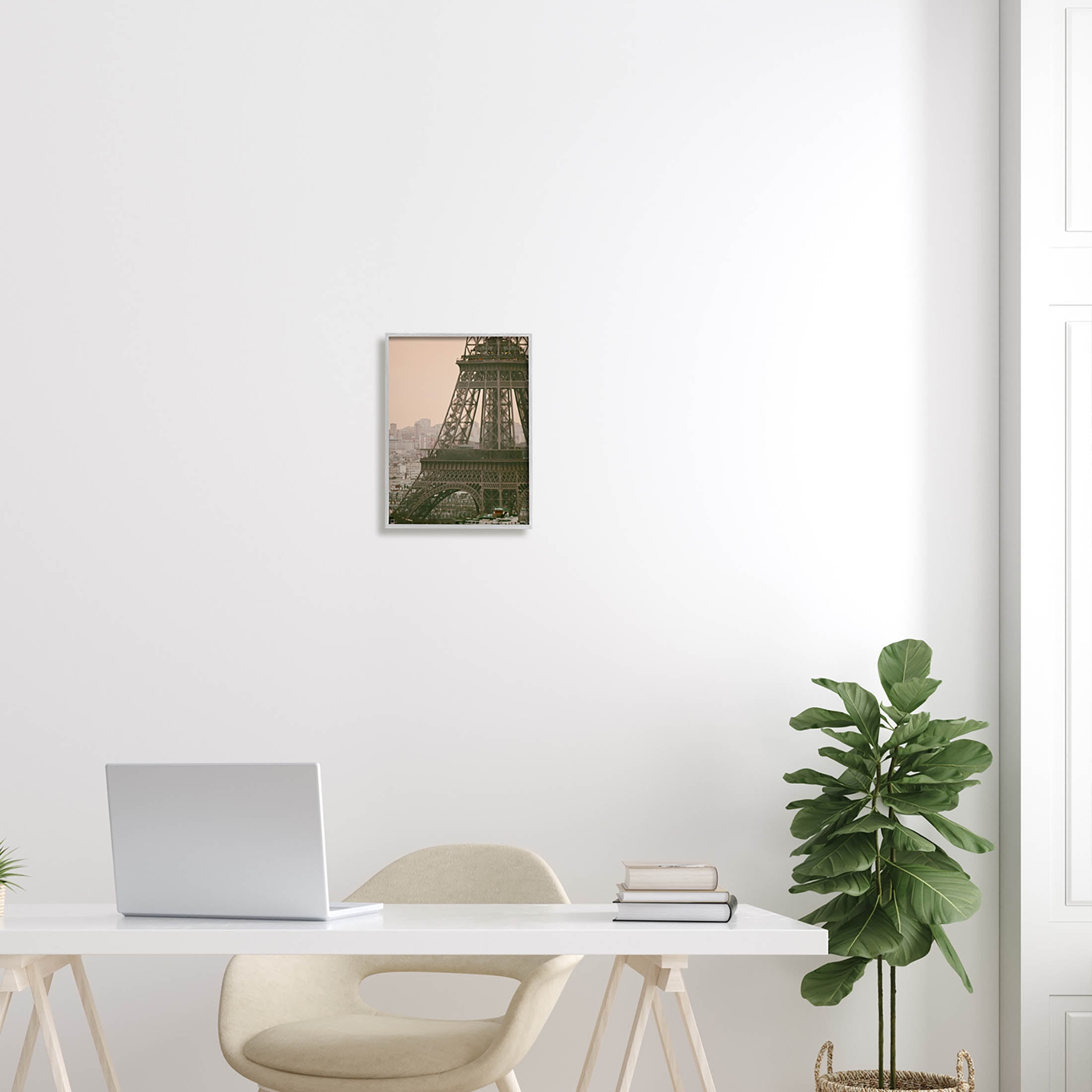 Eiffel Tower Paris Skyline Town & City Photograph Gray Framed Art Print Wall Art