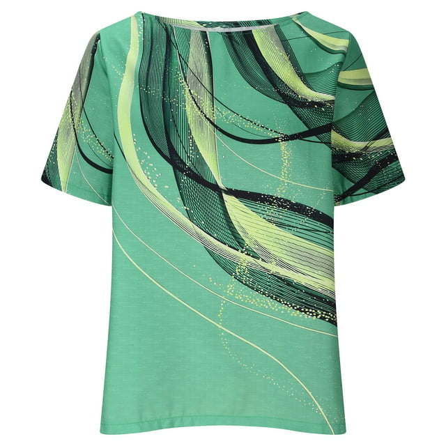 Birdeem T-Shirt Ample Décontracté pour Femmes à Imprimé, Col Rond, Manches Courtes, Chandail à Enfiler