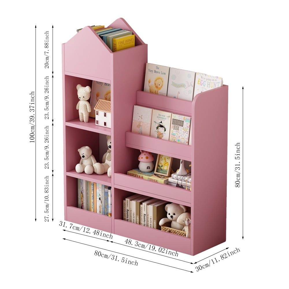 Aukfa Kids Bookshelf and Toy Storage,Wood Storage Organizer for Playroom Bedroom,Yellow