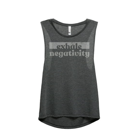 Exhale Negativity Women's Fashion Sleeveless Muscle Tank Top Tee Charcoal Grey Small