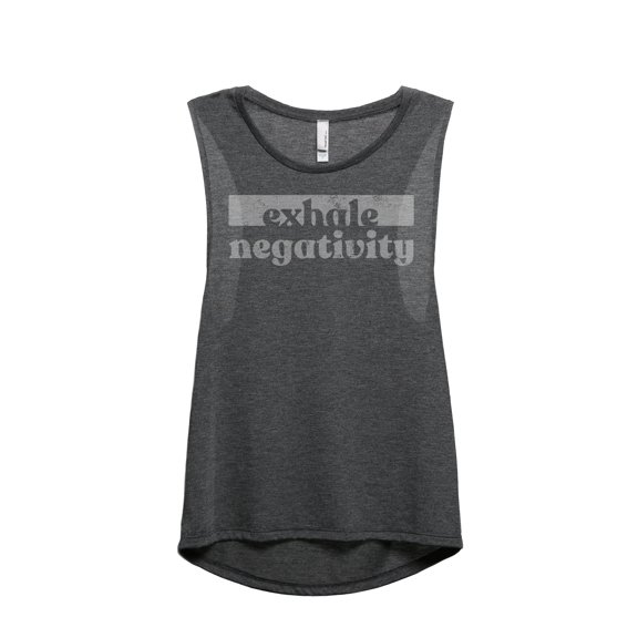 Exhale Negativity Women's Fashion Sleeveless Muscle Tank Top Tee Charcoal Grey Small
