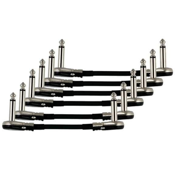 6-Pack 4" Castline Silver Mogami 2319 Guitar Pedal Board Patch Cable TS Low Profile Pancake Connector