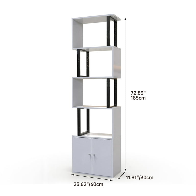Baokaler S Shaped Bookshelf 5-Tier Z-Shaped Display Shelf and