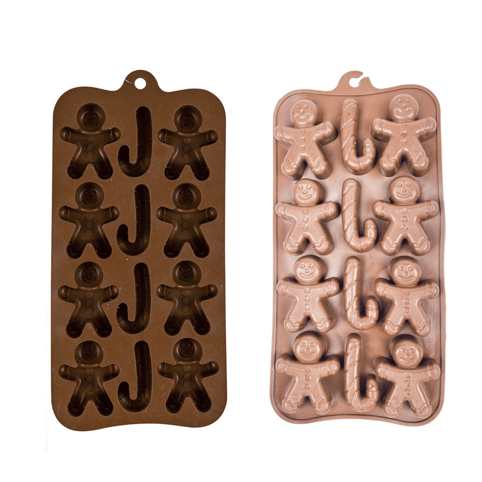 Set of 3 Holiday Christmas Shaped Silicone Ice Cube Soap Making Trays/Molds  - Gingerbread Men/Candy Canes, Snowflakes & Christmas Trees